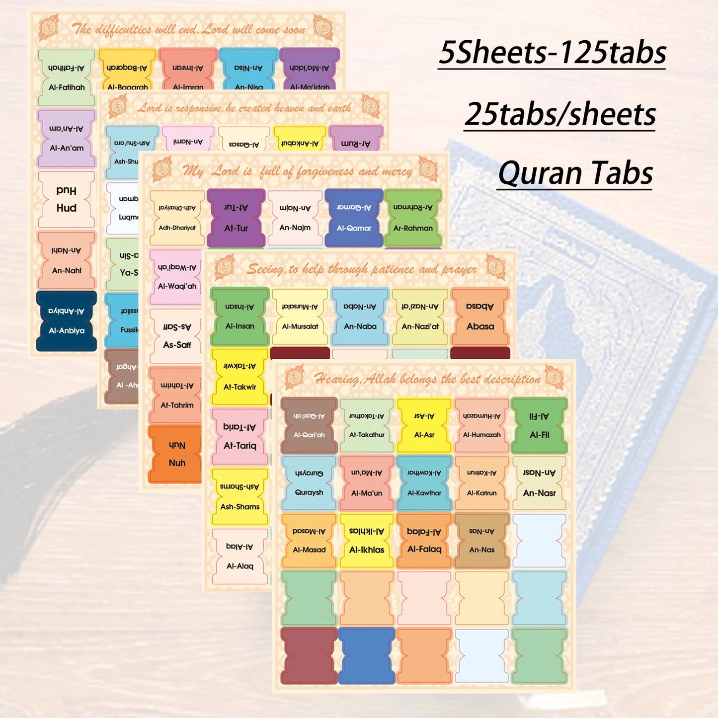 MUSHAF TABS — Quran Surah Index Tabs